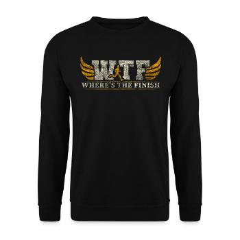 WTF - Where's The Finish Fun Marathon Runner - Unisex Sweatshirt - black - Front - Alina (178cm) & Michal (187cm)