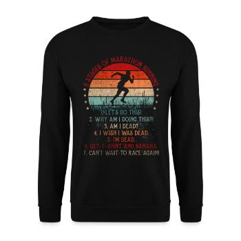 6 Stages Of Marathon Running Funny Marathon Runner - Unisex Pullover - Schwarz - Vorne - Alina (178cm) & Michal (187cm)