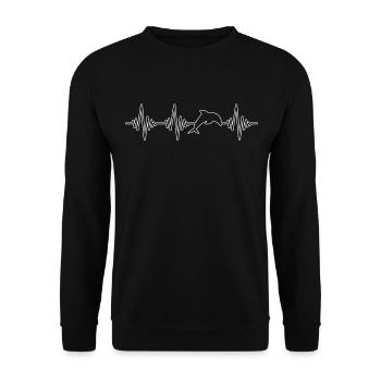 Delfin Herzschlag - Unisex Pullover - Schwarz - Vorne - Alina (178cm) & Michal (187cm)