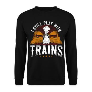 Steam Train Driver Trainspotting - Unisex Pullover - Schwarz - Vorne - Alina (178cm) & Michal (187cm)