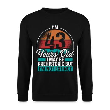 43 Birthday Idea Men Birthdays Funny 43 Year Old - Unisex Pullover - Schwarz - Vorne - Alina (178cm) & Michal (187cm)