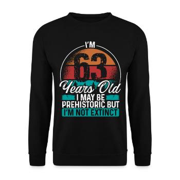 63 Birthday Idea Men Birthdays Funny 63 Year Old - Unisex Pullover - Schwarz - Vorne - Alina (178cm) & Michal (187cm)