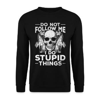 Suivez-moi Je fais des choses stupides surfeur de planche de surf - Sweat-shirt Unisexe - noir - Devant - Alina (178cm) & Michal (187cm)