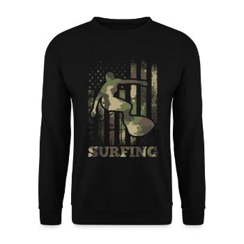 Surfing, Camouflage, Flag, Surfing, US Flag, - Unisex Sweatshirt - black - Front - Alina (178cm) & Michal (187cm)