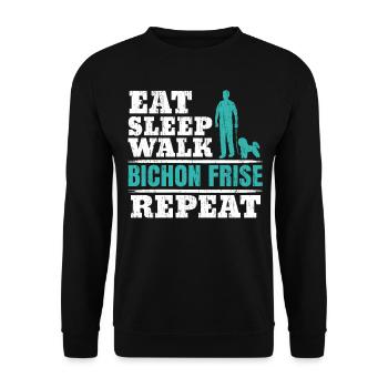 Eat Sleep Walk Bichon Frise Repetition Dog Love - Unisex Sweatshirt - black - Front - Alina (178cm) & Michal (187cm)