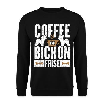 Coffee and Bichon Frise Dog Lovers Puppy Paw - Unisex Sweatshirt - black - Front - Alina (178cm) & Michal (187cm)