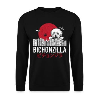 Bichonzilla Bichon Frise Dog Lover chiot - Sweat-shirt Unisexe - noir - Devant - Alina (178cm) & Michal (187cm)