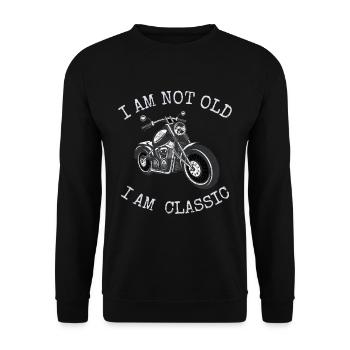 Ich bin nicht alt, aber ein Klassiker - Unisex Pullover - Schwarz - Vorne - Alina (178cm) & Michal (187cm)