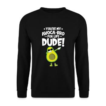 Avocado Design für Vegetarier und Veganer - Unisex Pullover - Schwarz - Vorne - Alina (178cm) & Michal (187cm)