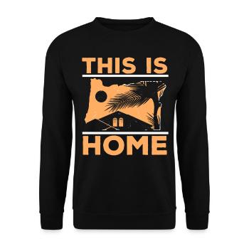 This is Home Oregon USA State of America Oregonian - Unisex Sweatshirt - black - Front - Alina (178cm) & Michal (187cm)