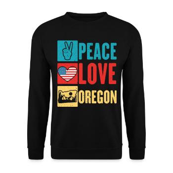 Frieden Liebe Oregon USA Staat Amerika Oregonian - Unisex Pullover - Schwarz - Vorne - Alina (178cm) & Michal (187cm)