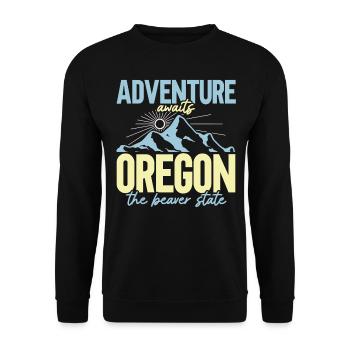 Abenteuer erwartet Oregon Der Biberstaat Oregonian - Unisex Pullover - Schwarz - Vorne - Alina (178cm) & Michal (187cm)