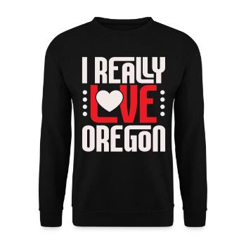 I really love Oregon USA State of America Oregon - Unisex Sweatshirt - black - Front - Alina (178cm) & Michal (187cm)
