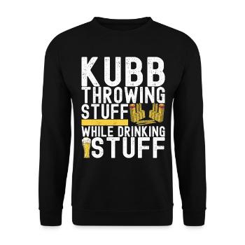Kubb Wikinger Schach - Unisex Pullover - Schwarz - Vorne - Alina (178cm) & Michal (187cm)