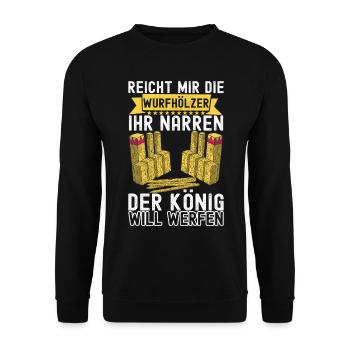 Kubb Wikinger Schach - Unisex Pullover - Schwarz - Vorne - Alina (178cm) & Michal (187cm)