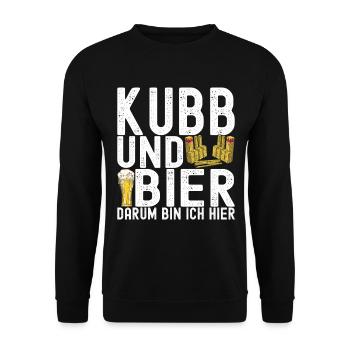 Kubb Wikinger Schach - Unisex Pullover - Schwarz - Vorne - Alina (178cm) & Michal (187cm)