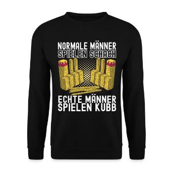 Kubb Wikinger Schach - Unisex Pullover - Schwarz - Vorne - Alina (178cm) & Michal (187cm)