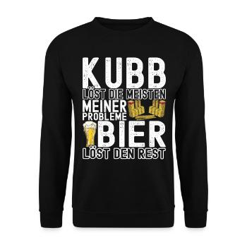 Kubb Wikinger Schach - Unisex Pullover - Schwarz - Vorne - Alina (178cm) & Michal (187cm)