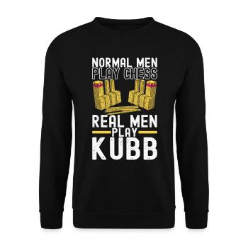 Kubb Wikinger Schach - Unisex Pullover - Schwarz - Vorne - Alina (178cm) & Michal (187cm)