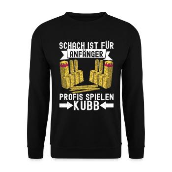 Kubb Wikinger Schach - Unisex Pullover - Schwarz - Vorne - Alina (178cm) & Michal (187cm)