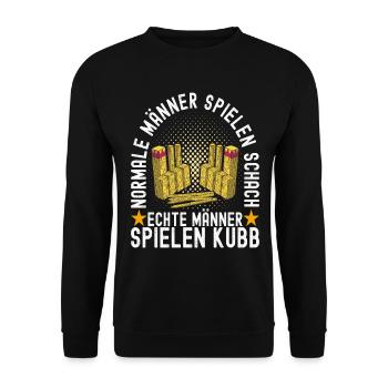 Kubb Wikinger Schach - Unisex Pullover - Schwarz - Vorne - Alina (178cm) & Michal (187cm)