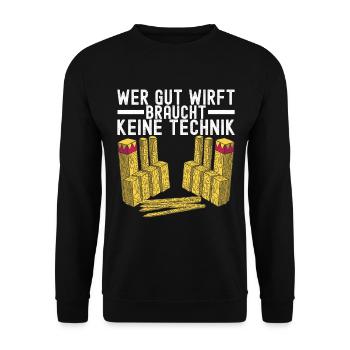 Kubb Wikinger Schach - Unisex Pullover - Schwarz - Vorne - Alina (178cm) & Michal (187cm)
