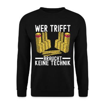 Kubb Wikinger Schach - Unisex Pullover - Schwarz - Vorne - Alina (178cm) & Michal (187cm)