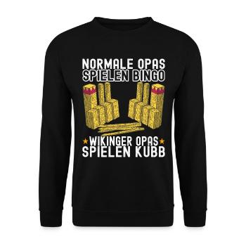 Kubb Wikinger Schach - Unisex Pullover - Schwarz - Vorne - Alina (178cm) & Michal (187cm)