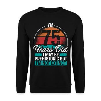 75 Birthday Idea Men Birthdays Funny 75 Year Old - Unisex Pullover - Schwarz - Vorne - Alina (178cm) & Michal (187cm)