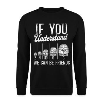 Freight Diesel Train Driver - Unisex Sweatshirt - black - Front - Alina (178cm) & Michal (187cm)