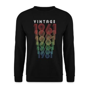 Millésime 1961 Année de naissance 1961 Millésime Anniversaire - Sweat-shirt Unisexe - noir - Devant - Alina (178cm) & Michal (187cm)