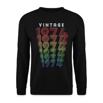 Vintage 1974 Year of birth 1974 Vintage Birthday - Unisex Sweatshirt - black - Front - Alina (178cm) & Michal (187cm)