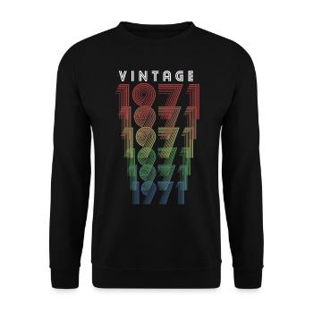 Vintage 1971 Year of birth 1971 Vintage Birthday - Unisex Sweatshirt - black - Front - Alina (178cm) & Michal (187cm)