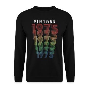 Vintage 1975 Year of birth 1975 Vintage Birthday - Unisex Sweatshirt - black - Front - Alina (178cm) & Michal (187cm)
