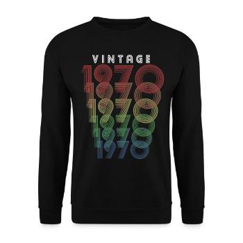 Vintage 1970 Geburtsjahr 1970 Jahrgang Geburtstag - Unisex Pullover - Schwarz - Vorne - Alina (178cm) & Michal (187cm)