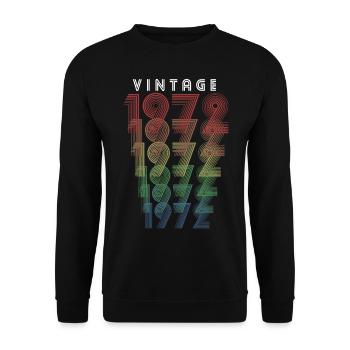 Millésime 1972 Année de naissance 1972 Millésime Anniversaire - Sweat-shirt Unisexe - noir - Devant - Alina (178cm) & Michal (187cm)