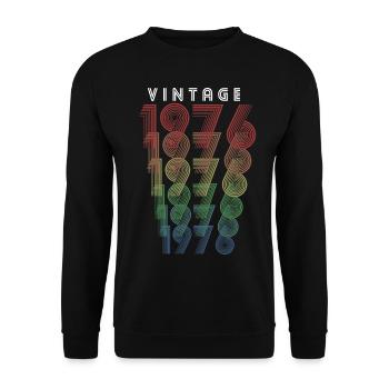 Vintage 1976 Year of birth 1976 Vintage Birthday - Unisex Sweatshirt - black - Front - Alina (178cm) & Michal (187cm)