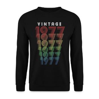 Vintage 1977 Year of birth 1977 Vintage Birthday - Unisex Sweatshirt - black - Front - Alina (178cm) & Michal (187cm)
