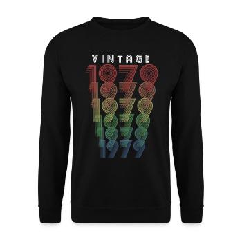 Vintage 1979 Geburtsjahr 1979 Jahrgang Geburtstag - Unisex Pullover - Schwarz - Vorne - Alina (178cm) & Michal (187cm)