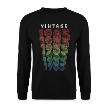 Millésime 1985 Année de naissance 1985 Millésime Anniversaire - Sweat-shirt Unisexe - noir - Devant - Alina (178cm) & Michal (187cm)