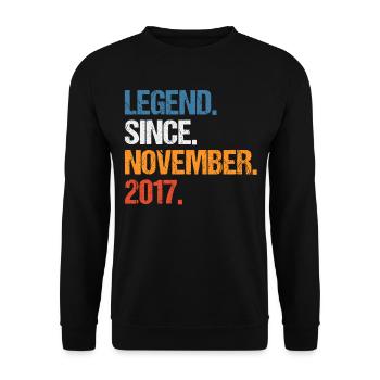 Legend Since November 2017 Birthday - Unisex Sweatshirt - black - Front - Alina (178cm) & Michal (187cm)