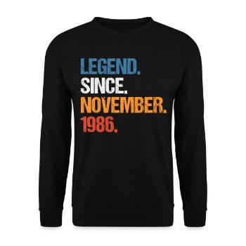 Legend Since November 1986 Geburtstag - Unisex Pullover - Schwarz - Vorne - Alina (178cm) & Michal (187cm)