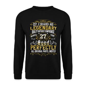 Vintage Légendaire - Vieilli parfaitement 27ème anniversaire - Sweat-shirt Unisexe - noir - Devant - Alina (178cm) & Michal (187cm)