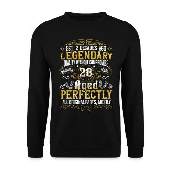 Vintage Legendary - Aged perfectly 28th birthday - Unisex Sweatshirt - black - Front - Alina (178cm) & Michal (187cm)