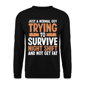 Factory Worker Night Shift Production Worker - Unisex Sweatshirt - black - Front - Alina (178cm) & Michal (187cm)