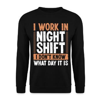 Travail de production d’humour d’ouvrier d’usine de nuit - Sweat-shirt Unisexe - noir - Devant - Alina (178cm) & Michal (187cm)