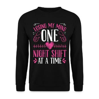 Night Emergency Room Nurse Girlfriend ER Nurse - Unisex Sweatshirt - black - Front - Alina (178cm) & Michal (187cm)