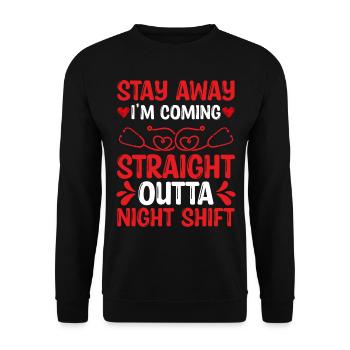 Night Shift ER Nurse worked Emergency Room Nursing - Unisex Pullover - Schwarz - Vorne - Alina (178cm) & Michal (187cm)