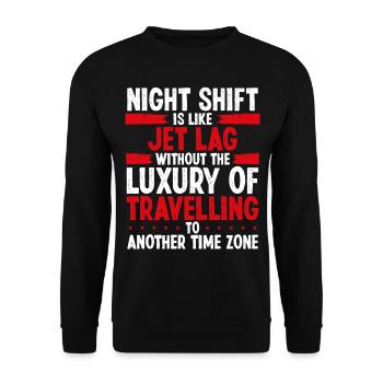 Night Shift Worker Production Jobs Factory Job - Unisex Pullover - Schwarz - Vorne - Alina (178cm) & Michal (187cm)
