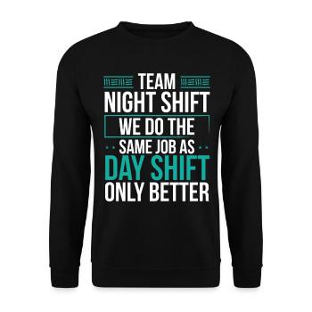 Factory Worker Night Shift Worker Production Job - Unisex Sweatshirt - black - Front - Alina (178cm) & Michal (187cm)
